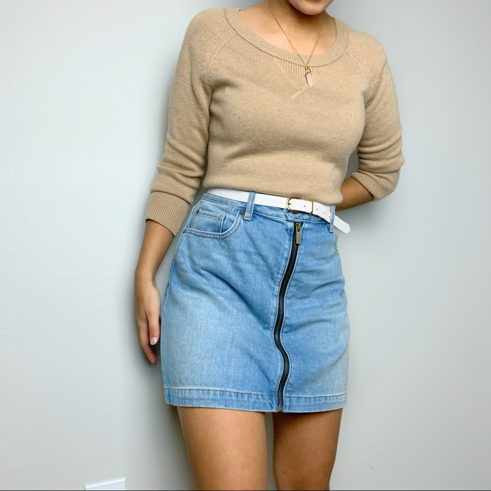 Jean zip up skirt